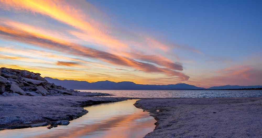 Sunset over the Salton Sea in California