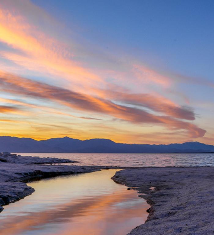 Sunset over the Salton Sea in California